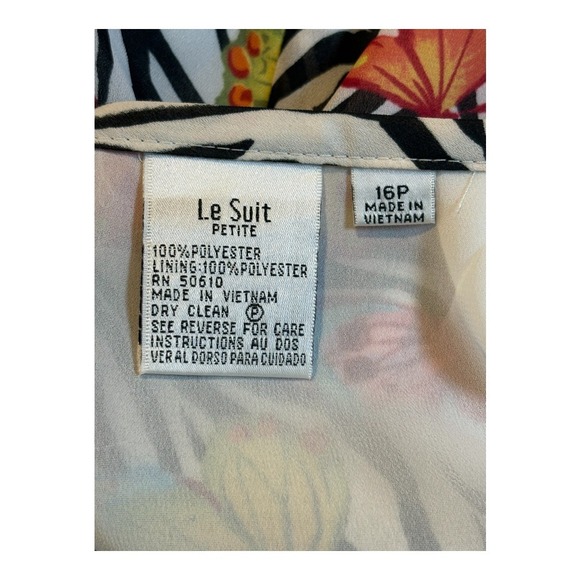 Vintage Le Suit Black Zebra Butterfly Print Skirt Suit Set Women Size 16P - Picture 11 of 12